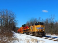 Todays CP 143 attracted quite a few rail fans as UP 5550 lead KCS 4166 out of Guelph Junction and down the Hamilton sub approaching side road #3 on a bright but cool Sunday afternoon. 
