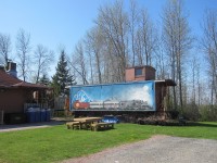 This caboose has seen better days and was formerly in Tottenham. It sits adjacent to the former CPR Brechin station on the Georgian Bay and Seaboard right of way. It occasionally gets some work on the side facing the parking lot and was getting new siding the last time I went past it in 2015. 