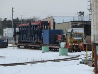 This trackmobile and what appears to be some components from their bridge replacement unit were hiding behind Western Mechanical's plant. This spur was built in 2005 to serve a composite lumber plant that only lasted a couple of years. I didn't think the spur was in use.
<a href="https://youtu.be/FL3fJe0F9rk?t=29">
