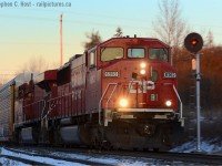 SD60M 6262 is wasting no time in charge of train 255 as they make track speed for Wolverton. With the sun having nearly completely set, I pulled a photographic hail mary. As the train was finally coming I decided there wasn't enough light for what I wanted,  so I set ISO down to 250, threw the F/stop to about F/10 for 1/125s and as the train rolled by, zoomed the lens from 200mm to 100mm hoping to get something sharp and got four or five frames off. Only one was sharp, this one at 145mm.<br><br>