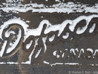 Dofasco trucks, a hallmark of Canadian motive power for decades, highlighted in a dusting of snow after returning from a plow run.