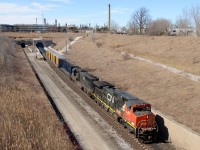 Train 504 with CN2698 and IC 1011 and a short cut of cars pull into Sarnia through the "Paul M. Tellier" St. Clair River Tunnel.