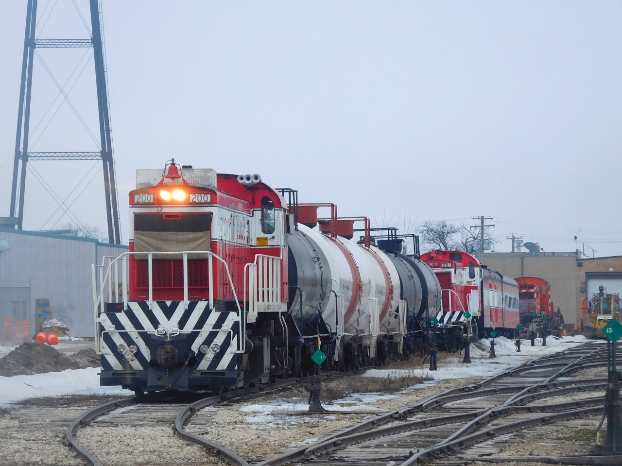 Greater Winnipeg Water District #200 (MLW RS23) does some work in their yard after returning from the Deacon Water Treatment Plant, just east of Winnipeg.