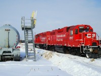 On Valentine's Day GP38AC 3007 and a GP20C-ECO 2228 are the power for one of the local trains of the day. The 3007 was built in 1971 and is still in service although it's days may be numbered as it has an older electrical system than the later GP38-2's.