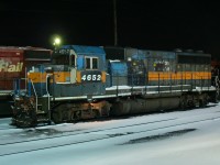 Built for the Boston & Maine as their #310 in 1977 it later became a HATX lease unit with the same number until CP acquired it in 1999. It is currently in storage at Agincourt Yard.