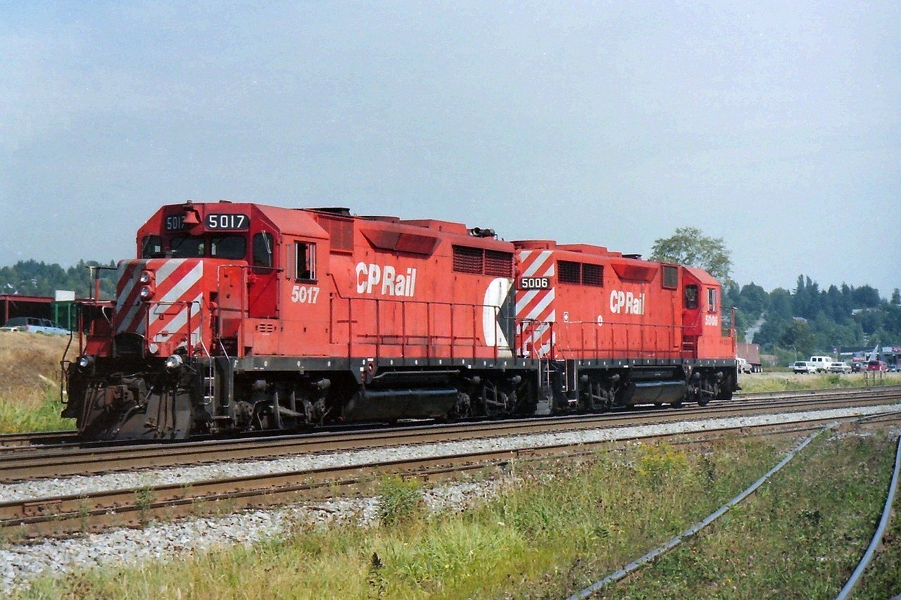 An area that I visited frequently in the 1980's. At the time of the picture I was working in Abbotsford BC. so I made a 30K drive to Coquitlam to see what life was like near the old lumber mills. In the old days you could find CP & CN units sitting side by side at this location. To day it's all CP.& no lumber mills.