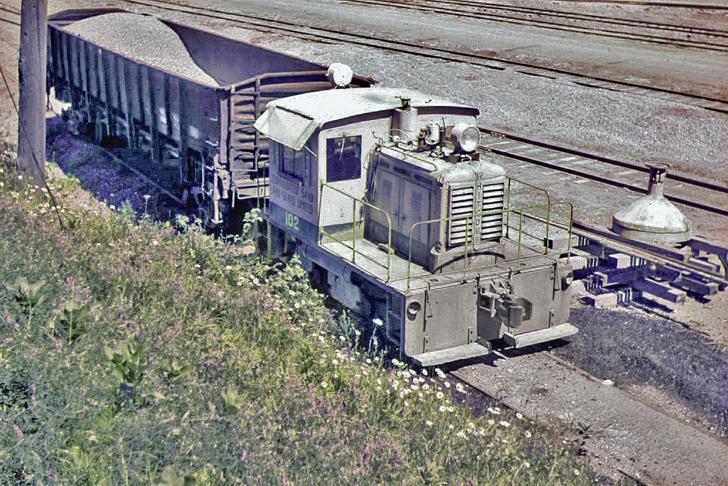 Consolidated Sand and Gravel operated this Whitcomb loco at their Paris faculity. It was the first post-war diesel built by CLC in Kingston. Thanks go to Bob Sandusky for restoring the photo by Clayton Morgan.