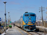 <b>P42DC's at each end.</b> VIA 60 has arrived at Dorval station with VIA 920 at the head end and VIA 912 at the other end.