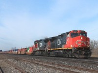 2571 and sister 2541 lead 148 east with the all intermodal.