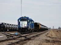 SSR GP38-2's sit parked at the Crescent Point oil facility west of Stoughton Sk. 