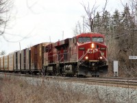 After setting of the detector at MM 71 on the Hamilton Sub and repairs were made, CP 247 led by CP 8895 with CP 8850 resumed it route down the Galt sub, exiting Guelph Junction at MM 38.
