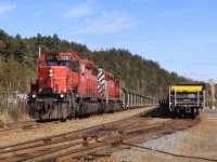 CP 5687 leads a cut of gondolas filled with nickel ore from the Coleman Mine.