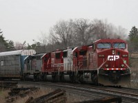 At first glance..this just looks like your average CP train circa  10 years ago...with a couple of Soo's mixed in...except for the fourth unit...a KCS SD40. This was actually a heads up from S Host's ..pre twitter...intra Guelph tweet feed ( at the time ) 