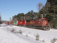 9137, 6241 (ex-SOO 6041) and CITX 3060 cross Kirkham Rd as they make their way south on the directional running zone portion of CN's Bala Subdivision.