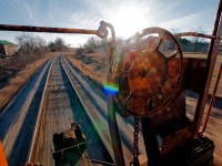 I decided to go for a ride in the van back to Guelph Junction. We are doing a good pace through the 15 mph speed restriction at the Danger Bell.