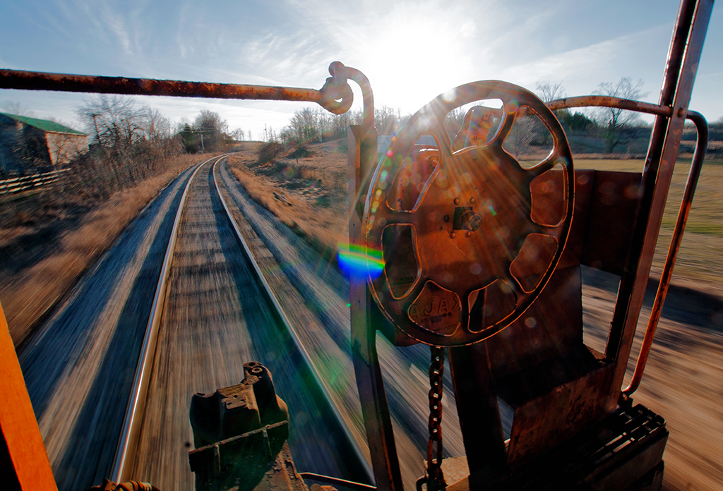 I decided to go for a ride in the van back to Guelph Junction. We are doing a good pace through the 15 mph speed restriction at the Danger Bell.