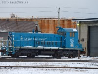 An engine in an interesting scheme that seems to convey history of its prior owner(s). This engine is likely to get repainted assuming LDS purchased it - most of their engines eventually see the LDS scheme unless they are sold to someone else who requests paint. At right is the former Roundhouse, and in the background is the former Bunkhouse now mothballed.