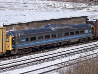 Rapido Trains Inc. has recently purchased an ex-VIA RDC. Here it is in transit from Moncton on CN 305. Note the Rapido logos on both ends of the car!