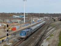 Amtrak (VIA) P097-24 coasts through CN/SOR Stuart Street yard in Hamilton en route to Niagara Falls and points beyond.  Hopefully all the construction of the new GO station will soon be finished.