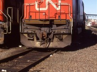 By far the best looking wide cab that ever came out of Montreal, this HR616 awaits its next assignment - likely a gypsum empty back to central Nova Scotia.