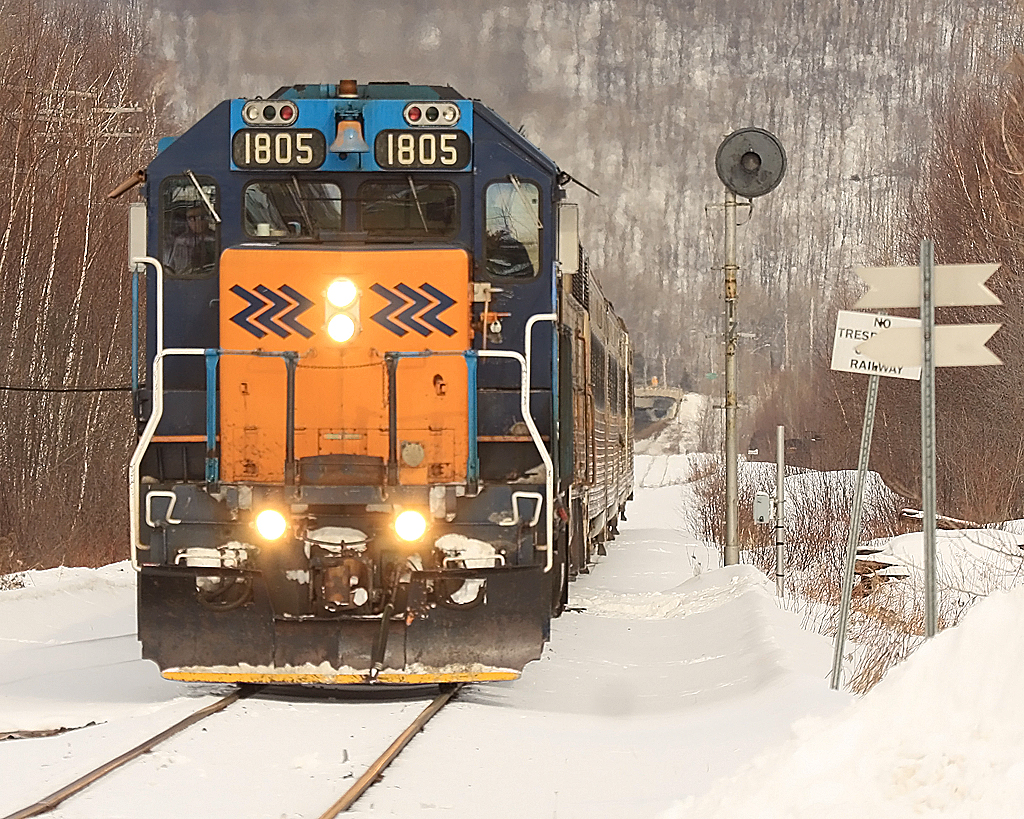 Southbound Northlander pulls into the station at North Bay in May of 2011 on it's way from Cochrane to Toronto.