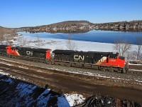 CN 451 eases into the south end of Huntsville Yard where it will set out some loads then continue on to North Bay.