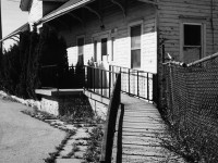 The CSX Wallaceburg station, relocated and looking forlorn as it now serves as the town's animal shelter. 