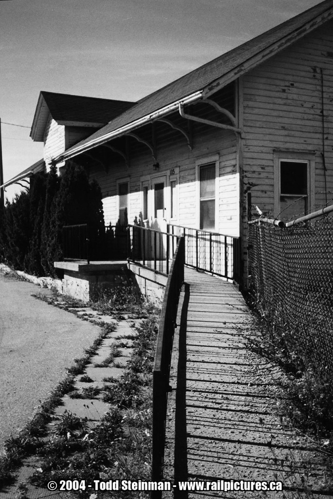 The CSX Wallaceburg station, relocated and looking forlorn as it now serves as the town's animal shelter.
