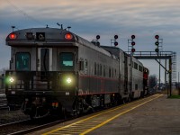 CN 8018 leading the CN Test Track Evaluation train at the Sarnia VIA platform.