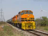 With GEXR 3030 leading train 431 for the last week or so, lots of railfans were out getting awesome shots of the once SOR assigned GP40-2LW.  3030 started its life as CN 9431 and spent many years on the Hagersville Sub as RMPX 9431.  So it got me thinking to the GP40-2LW assigned to the SOR currently, RLHH 3049.  Here is one of my favourite shots of it on the Hagersville Sub, leading train 595 towards Nanticoke with the assistance of RLHH 3403.  On this day 3049 was assigned to the Hagersville Sub to pinch hit for an ailing 3404, but it can be commonly found in Hamilton or trundling down the Burford Spur in Brantford.