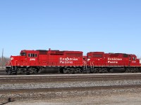 CP GP20C-ECO 2258 and GP38-2 3119 parked at the west end of Smiths Falls yard.