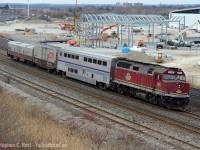 Hopkins St is still a place to go for the next couple months, Blair Rd is still not paved, but I don't think it'll be too long. As Eric Portelli stated in one of his shots from here - if this is the last train I shoot from this bridge, I'm good.<br><br>In this photo o998 is passing the new GO East maintenance facility with this rather interesting and unusual consist. <br><br>
This train should be heading back west soon as o999, but sadly CN 105 has suffered water issues and 2173 was added to the point for Halifax. Since then,CN 2173 was switched out for 4806 for the run over the NBEC. Here's hoping they figure the issue out and let 105 lead again once it gets to Montreal and Ontario for the rp.ca regulars! Good luck boyos!

