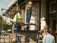 <b> This is something you will never ever see anywhere else. </b> On this very hot and humid spring day, I went and got my first shots of the ex-CN Burlington West (also known as Freeman) Station. These were my first shots of it since 2005, just after it was moved to the fire station property on Fairview Street. As many of us know this was due to the expansion of GO train service in the Golden Horseshoe, which required a third track. 
<br>
In it's 'new' location a very dedicated group of workers are measuring up the window. But it's just not any group of workers, they're all volunteers and members of the Friends of Freeman Station Society. I met one of the volunteers who oversaw all the projects...and he gave me the royal tour. He was so good he even talked me into becoming a member! 