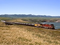 Eastbound from Cranbrook to Lethbridge crosses the Castle River between Cowley and Pincher on a line diversion built in late 80's due to the Oldman River Dam