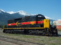 SD38-2 CEFX 6057 waits in CN's Jasper Yard to be taken East to Hinton. Cando will soon be taking over the switching operations at the mill in Hinton from CN. Apparently this is one of two such units that will be assigned there. 