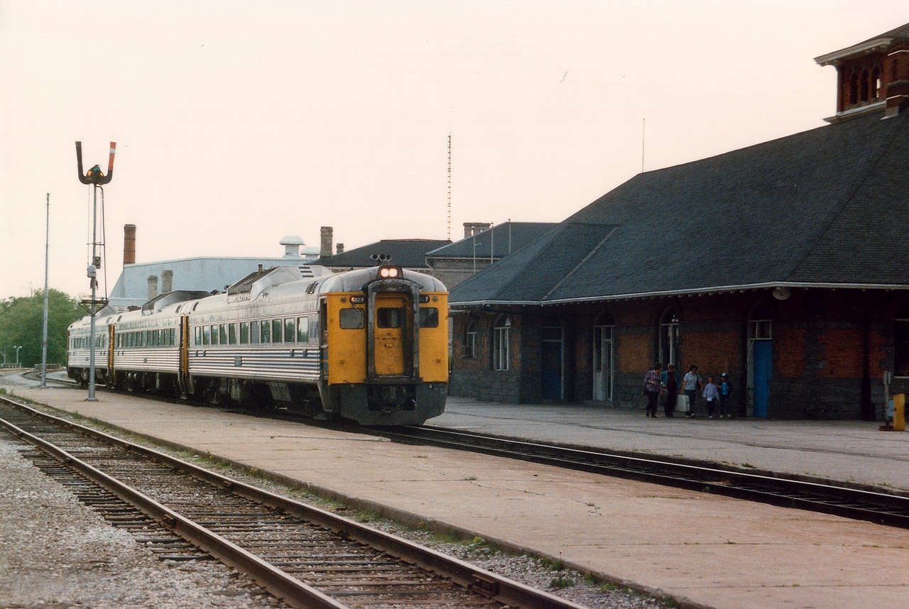 As this is posted to Railpics it was thirty years ago this week when I shot this early afternoon eastbound at the Guelph VIA station. For some odd reason, I thought it unlikely VIA would use the devil's symbol, #666, as a train number, but they did. Budd numbers are 6127, 6004 and 6121. I've forgotten when the Budds came off this line, and would appreciate some input. Thanks!