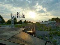 Sunrise over Belleville. CN 368 arrives in Belleville after the 116 mile journey from Mac Yrd. The next crew will forward the train to Montreal.