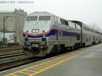 Heritage? What's that? - while a number of people foam over the "heritage" Amtrak 184 and it's scheme matching the amfleet cars, I shake my head - this happened on a nearly daily basis with numerous Amtrak paint schemes.. the only scheme we did not get was "pepsi can" paint which was already eradicated. This wasn't very long ago, guys... :) For the un-initiated, this is the VIA/Amtrak International which was a morning westbound run, and was cut back to Sarnia with a schedule change in April 23 2004, eliminating Amtrak on the Guelph and Strathroy subs..

