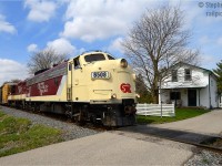 <b>In our veritable backyard: </b>OSR's flagship FP9A passes a stones throw from the front porch of this picturesque, white siding house in the small hamlet of Beachville, Ontario. Lets be honest, it's only a 40 minute drive for me to Salford, it may as well be my veritable backyard. Always worth the trip. Now if this property was to come on the market.. a railfans dream home and you'd be much closer to the action! Would you buy this house? Comment below.