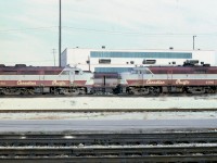 There is family gathering of sorts in this photo as CP FA-2s 4091 and 4092 meet at Toronto Yard.
