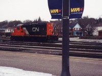 A CN engine works in the yard, days before the Christmas of 2003.