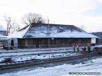 It was a bitter and dreadfully cold winter's morning. The CP crew was just getting started for the day in the continuation of their work on the 'realignment' of the lead tracks in the yard. In the background, is the station. Still in decent shape with little altercations made to it, and in similar design to that located at Woodstock.