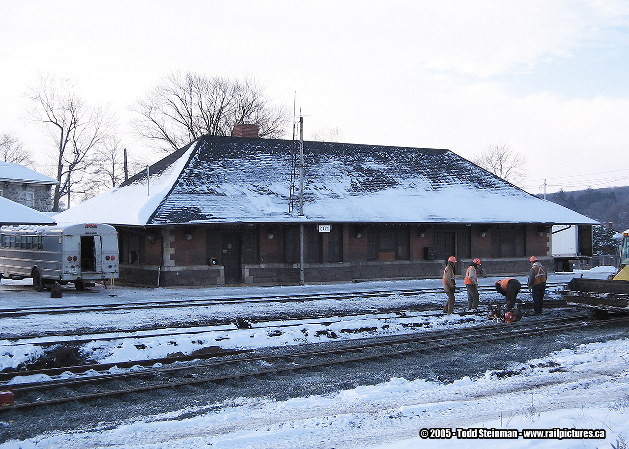 It was a bitter and dreadfully cold winter's morning. The CP crew was just getting started for the day in the continuation of their work on the 'realignment' of the lead tracks in the yard. In the background, is the station. Still in decent shape with little altercations made to it, and in similar design to that located at Woodstock.