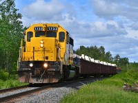 Train 308 hauls a short consist into Engleharts limits from Kidd Creek south of Timmins. 1733 is leading. 