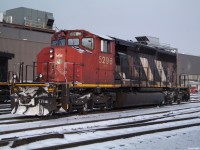 CN 5296 sits on the outbound tracks at the shop between assignments, a rare visitor to Mac yard. I only quickly glanced after my shift but if memory serves this unit would eventually go to North Bay on train 451 that night. 