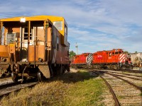 <b> Guelph Jct. circa 1986..err 2016</b> 
At a quick glance, the OSR yard at Guelph Junction looks reminiscent of a scene from the 1980s. Even though the year is 2016, there is unmistakable Canadian Pacific heritage all around. Here, today's 1200 GJR job has just returned to home-base at Guelph Junction and momentarily pauses in golden evening light before returning to the shops for the night.