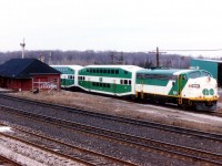 Here is a classic example of change. Not quite old enough to be 'history'. The Milton GO line once stored their trains at Guelph Jct.  There once was a Guelph Jct CP station. And of course there used to be a GO 908 (scrapped in 1995) and I guess you could say there once was a photographer that would haul out of bed at 0400 to be at the junction by 0545 for when the 5 sets of trains would move out to begin their days' run. No more. These morning GO trains, for where they were, the times they ran, and what they were, became a classic example of activity that was ignored by most fans.