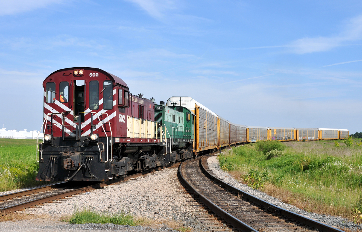 1700 job departing Cami with OSRX 502, OSRX 501, and 15 autoracks for interchange with CN