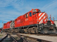 <b>Work Horses</b> My pair of GP9u's for the day bask in the afternoon after working Job 2 on the GJR.  