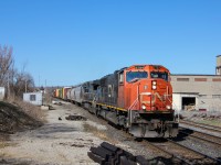 I guess this could be considered a great lash up amongst today's GEVO party on CN. SD75i 5784, leads EX LMS, IC 2455, eastbound on train 422 headed for Mac Yard. 